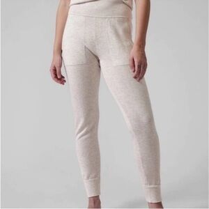 Athleta Daydream Sweater Sleep Joggers in Cream Oatmeal Plus Size 1X Wool Blend